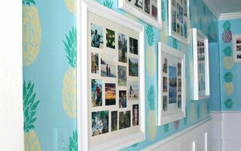 Hallway Gallery Wall Makeover Using a  Pineapple Stencil