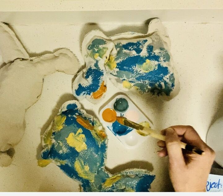 coelhos de tecido pintado