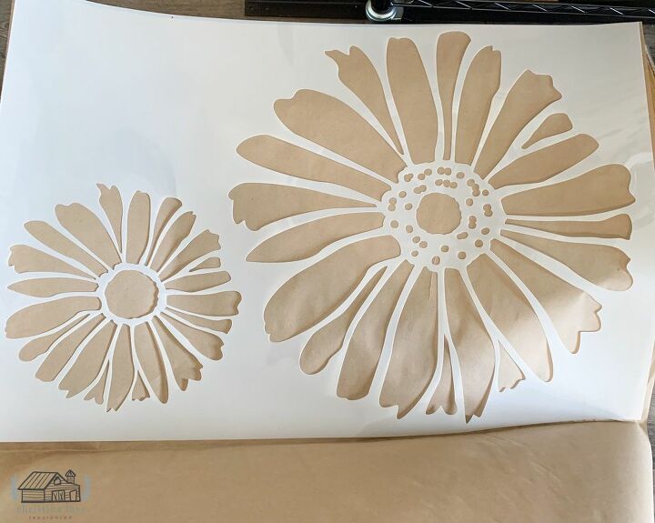 accent cabinet makeover, Stencil Revolution Daisy Floral Pattern