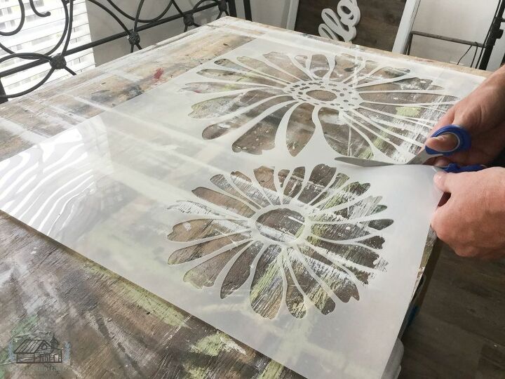 accent cabinet makeover, Trimming the Mylar