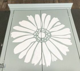 accent cabinet makeover, Stencil Completed