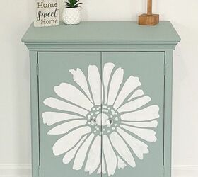 accent cabinet makeover, After Stencil