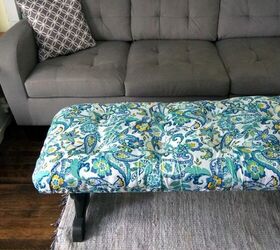 adding tufted upholstery to an old coffee table
