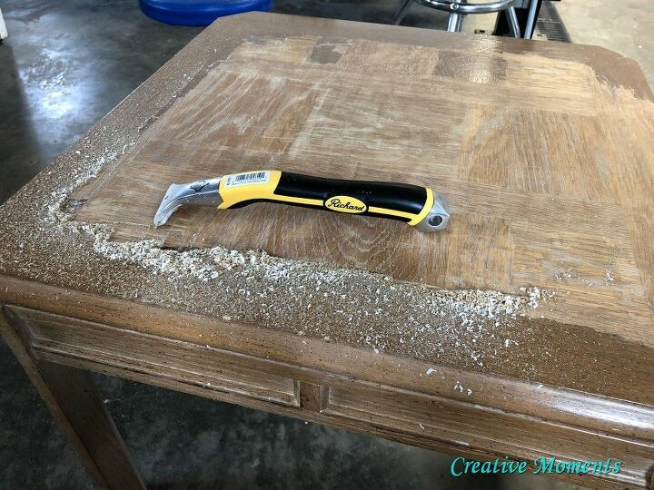 cerused oak table using reactive stain