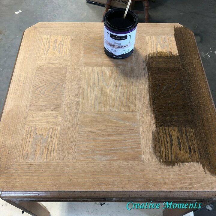 cerused oak table using reactive stain
