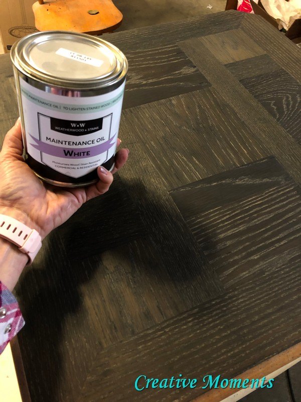 cerused oak table using reactive stain