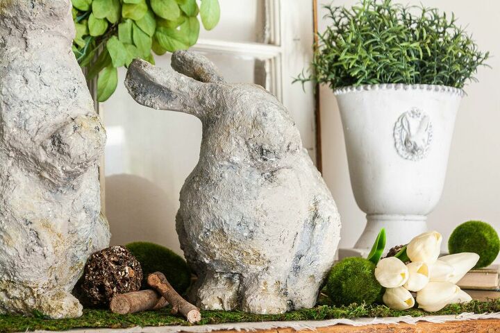 reutiliza el conejo de la tienda de segunda mano con un aspecto de piedra desgastada