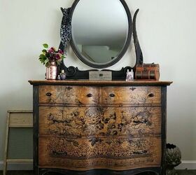 15 of the most beautiful furniture makeovers to inspire you this week, Update a serpentine dresser with a transfer