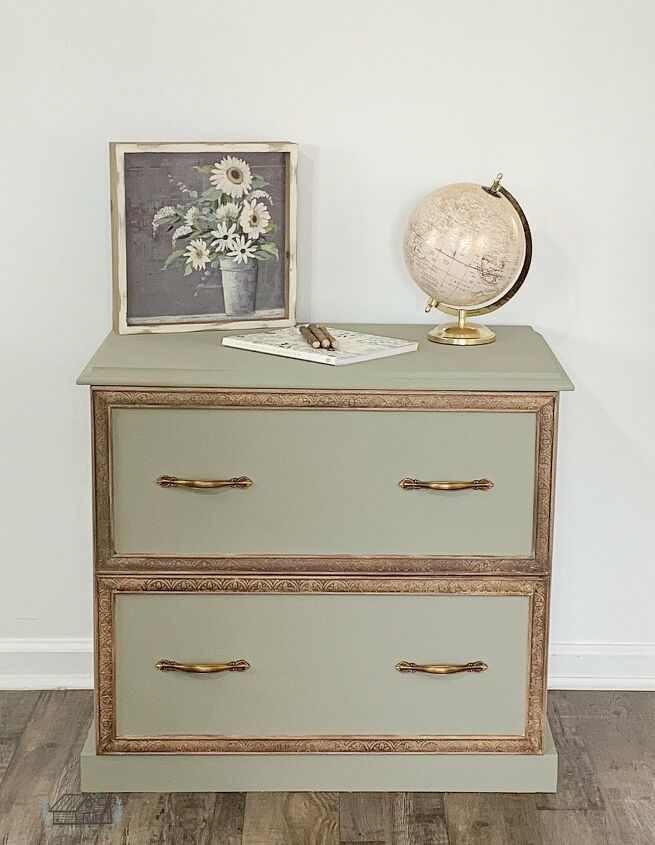 15 of the most beautiful furniture makeovers to inspire you this week, Add trim hardware to flip your file cabinet