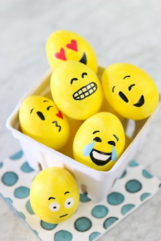 s 15 easter egg decorating techniques we can t wait to try this year, Design your own Emojis on these