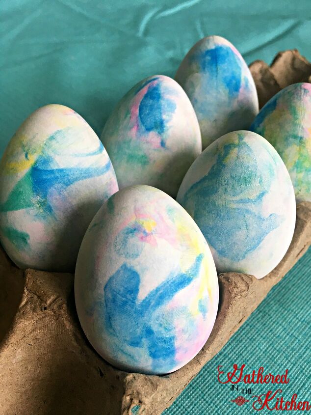 s 15 easter egg decorating techniques we can t wait to try this year, Tye Dye them using shaving cream