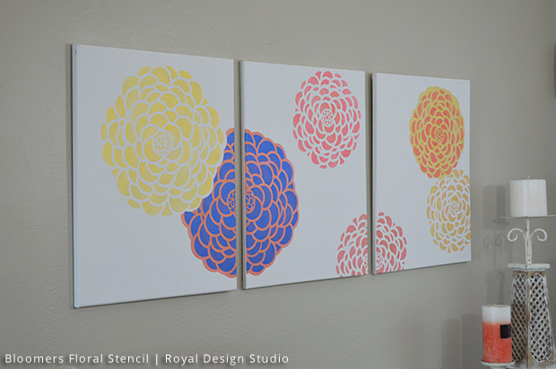 s 15 spring decor ideas that will brighten your home this week, DIY triptych wall art with stencils