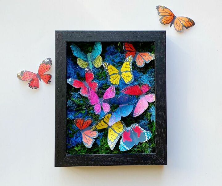 s 15 spring decor ideas that will brighten your home this week, Create a paper butterfly shadow box