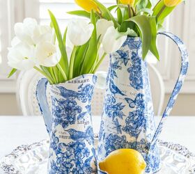 s 15 spring decor ideas that will brighten your home this week, Decoupage a pitcher into Chinoiserie Decor