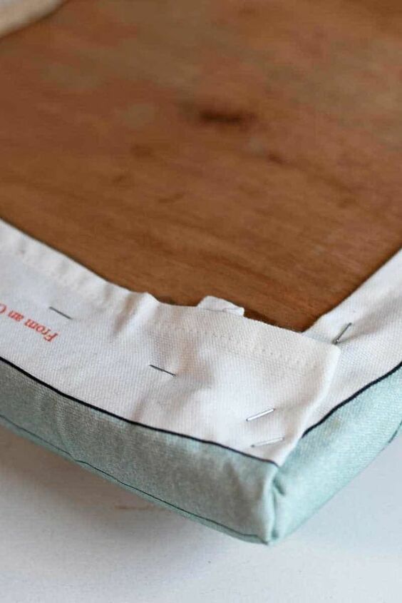 how to upholster a footstool with a tea towel
