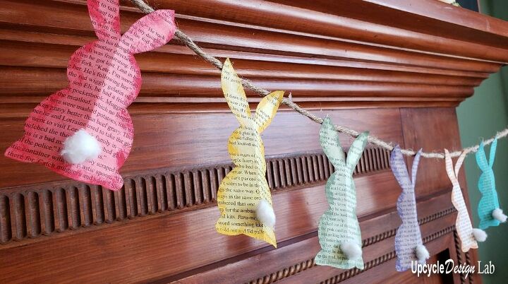 s 15 playful easter decorations that go beyond colorful eggs, Upcyle book pages into a garland and egg decor