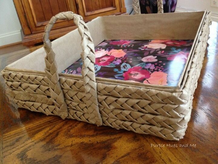 s 13 useful ways to upcycle your empty boxes right now, Braid brown craft paper to make a tray