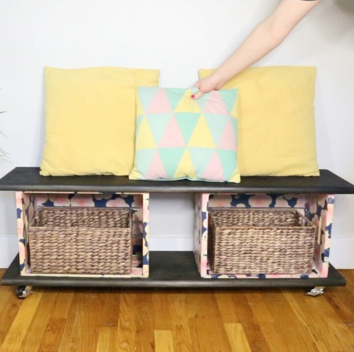 s 9 gorgeous ways to add a floral touch to your home, Decoupaged Crate Bench