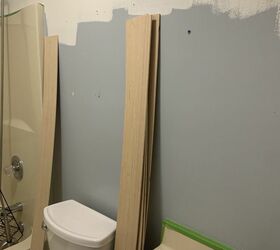 farmhouse bathroom revamp with vertical shiplap