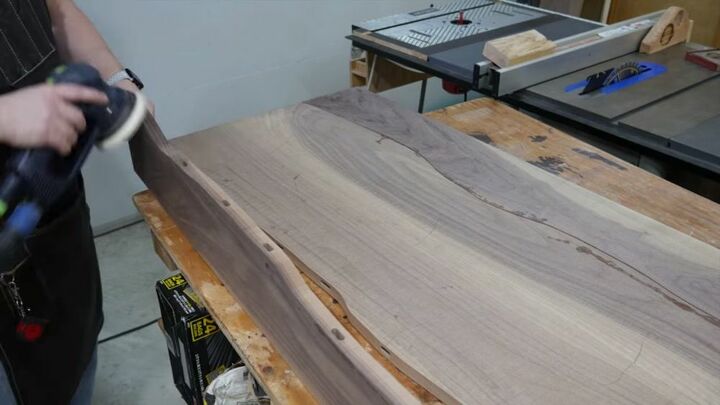 how to create your own live edge river table from scratch, Sand