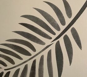 how to stencil a powder room wall with stencil revolution, Palm Leaf Stenciled Black
