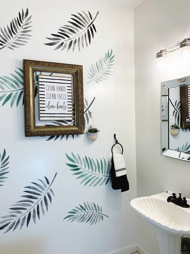 how to stencil a powder room wall with stencil revolution