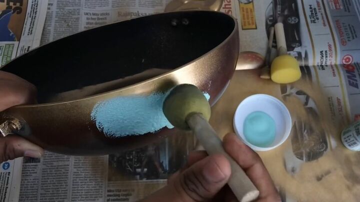 your guide to making a diy succulent planter from an old frying pan, Paint the Outside