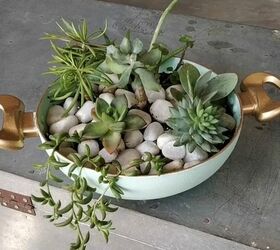 your guide to making a diy succulent planter from an old frying pan, Easy Upcycled Succulent Planter