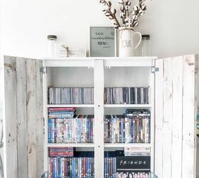 turn a shelving unit into a cupboard