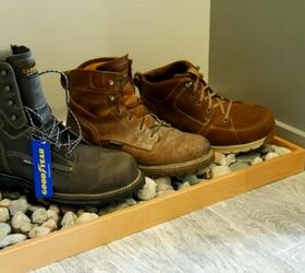 how to build an impressive boot tray out of wood, DIY Rock Boot Tray