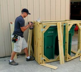hide your ugly trash bins with this quick and easy build, Attach the Fence Boards