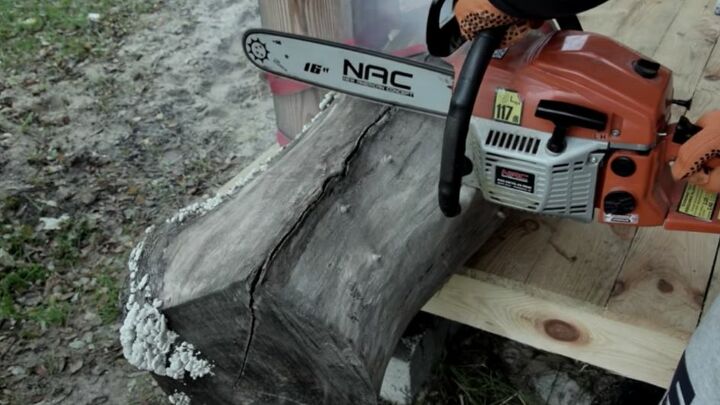 make an amazing garden lamp with your chainsaw, Cut it Down