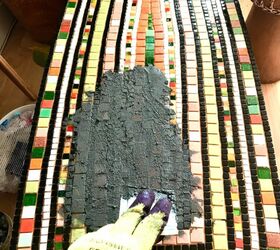 how to transform a coffee table with mosaic art, Grouting the table