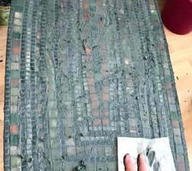 how to transform a coffee table with mosaic art, Cleaning off grout