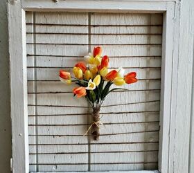 upcycled old window into wall art