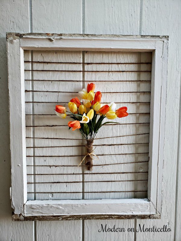 upcycled old window into wall art