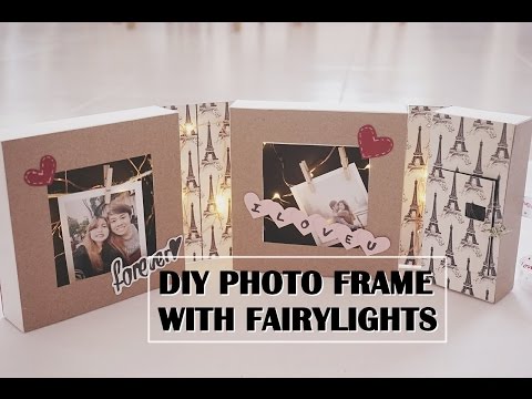 13 cosas divertidas que puedes hacer para mostrar tus fotos familiares en cajas, Haz tu propio marco de fotos DIY con Fairylights