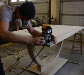 how to make a diy dining room table using bent lamination, Sand Tabletop