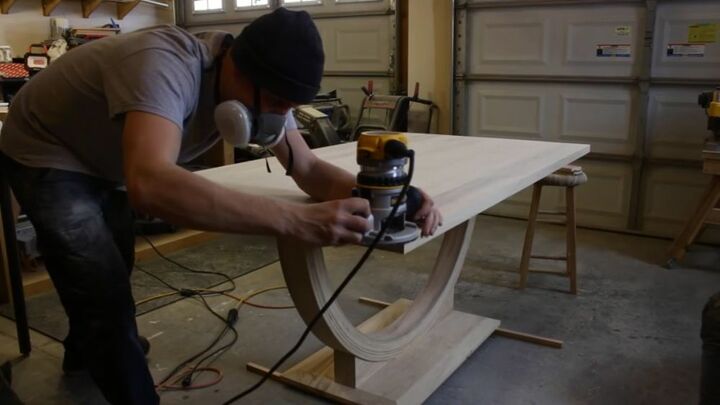 how to make a diy dining room table using bent lamination, Sand Tabletop