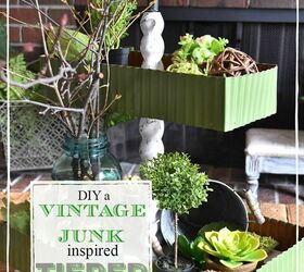 diy vintage junk styled tiered tray