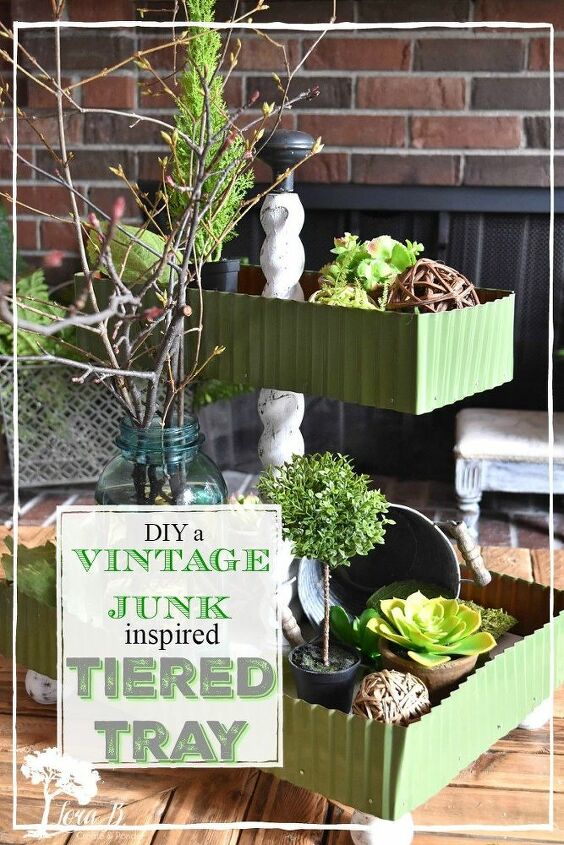 diy vintage junk styled tiered tray