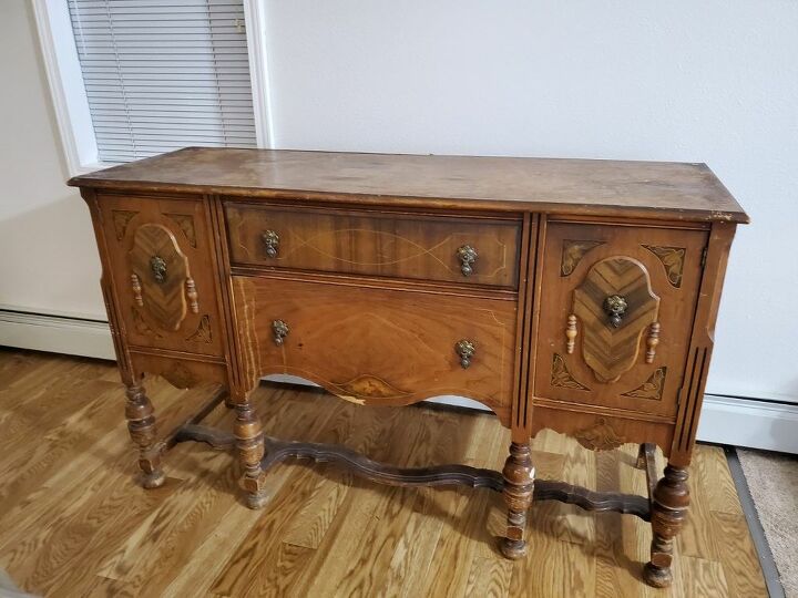 veneer removal paint and stain of antique buffet