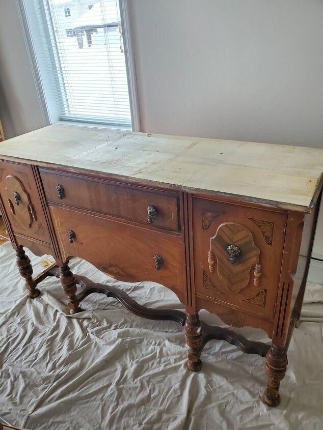 veneer removal paint and stain of antique buffet