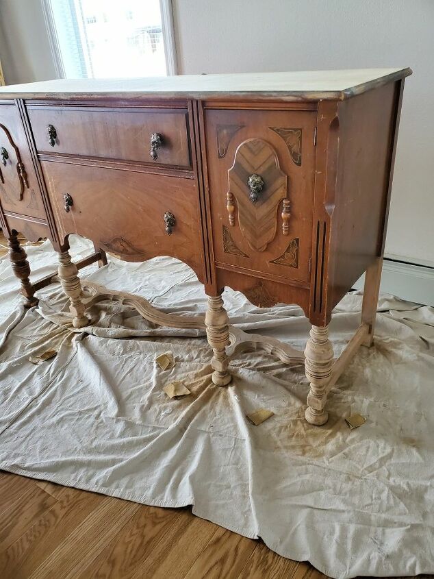 veneer removal paint and stain of antique buffet