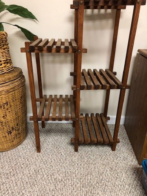 q how can i upcycle this old plant stand to use as storage for my craft