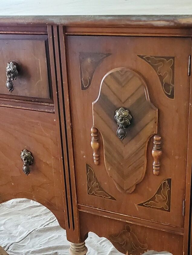 veneer removal paint and stain of antique buffet