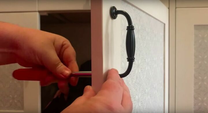 quick and easy farmhouse cabinet update, Install Farmhouse Handles