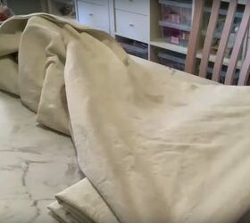 how to make a quick and easy no sew bed skirt from drop cloth, Drop cloth