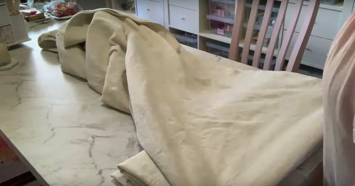How To Make A Quick And Easy No Sew Bed Skirt From Drop Cloth