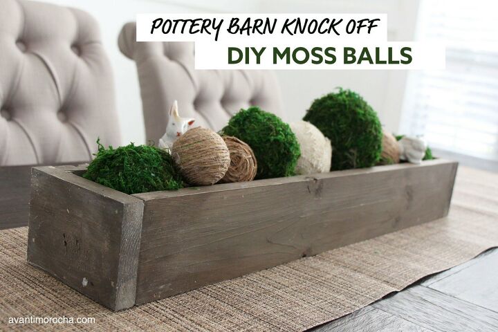 15 maneiras elegantes de atualizar os grampos da loja do dlar, Pottery Barn Knock Off DIY Moss Ball rvore do D lar
